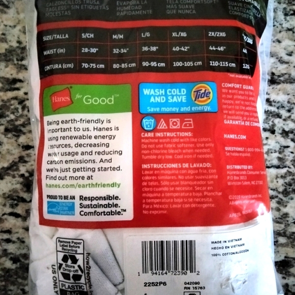 HANES small 6 pk soft and breathable tagless full rise briefs white - Picture 2 of 3